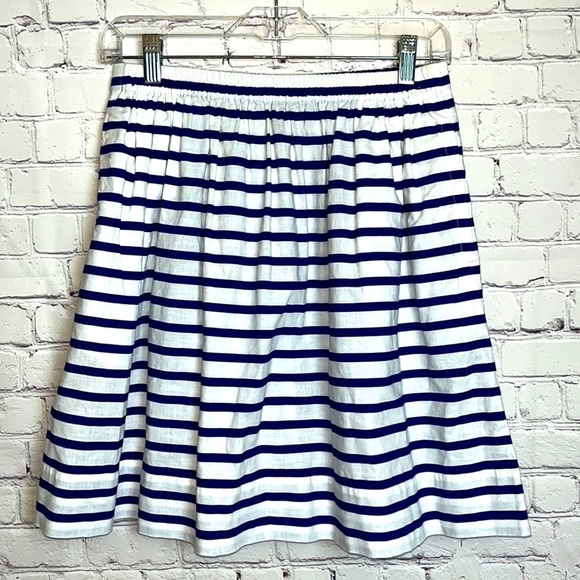 J. Crew Nautical Striped Cotton Pull On Skirt - Picture 2 of 10